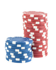 Two stacks of poker chips