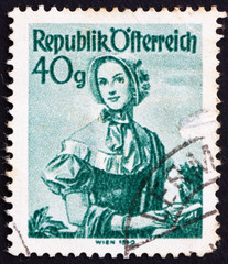Postage stamp Austria 1949 Woman from Vienna, 1840