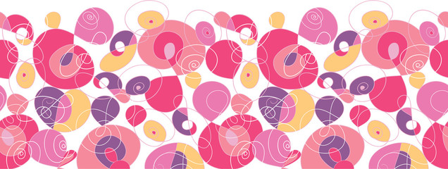 Vector colorful swirl shapes horizontal seamless pattern