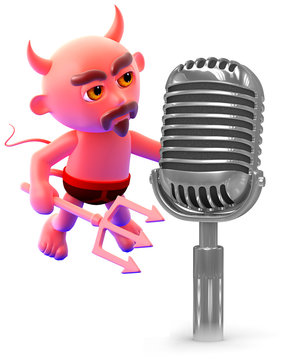 Devil speaks to the microphone