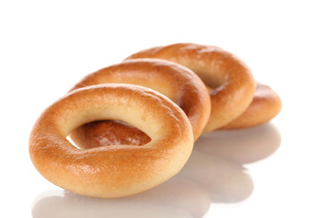 tasty bagels, isolated on white