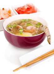 Chinese soup isolated on white