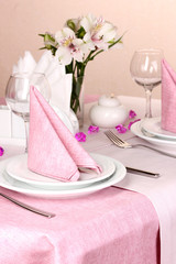 Elegant table setting in restaurant