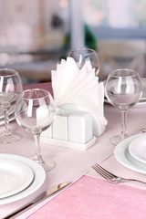 Elegant table setting in restaurant
