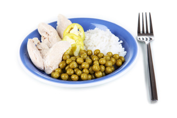 Healthy food on plate isolated on white