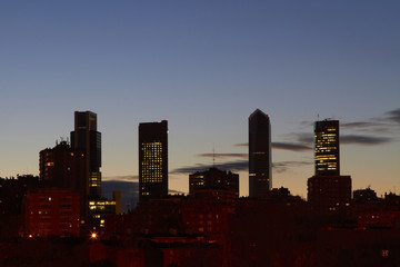 Fototapeta na wymiar Modern Skyscrapers to the late afternoon. Madrid
