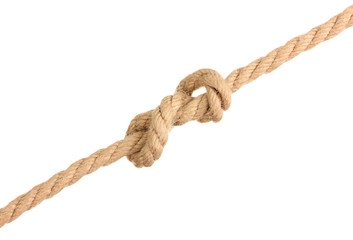Rope with knot isolated on white