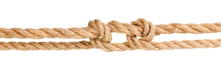 Rope with knot isolated on white