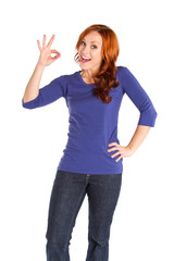 Obraz premium Woman Gesturing OK