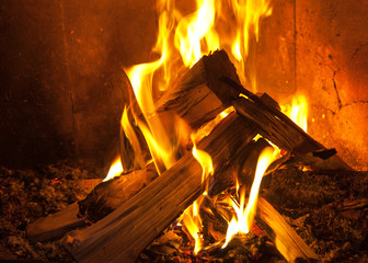 fire burns in the furnace