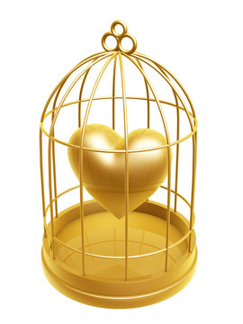 Golden Birdcage And Heart