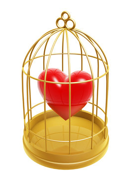 Golden Birdcage And Heart