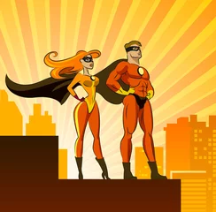 Deurstickers Superhelden Superhelden - mannelijk en vrouwelijk.