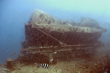 Water tank wagon on the deck of the SS Thistlegorm.