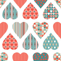 Obraz premium Vector seamless pattern of Valentine's Day in retro style.