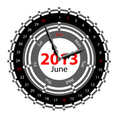 Creative idea of design of a Clock with circular calendar for 20