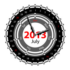 Creative idea of design of a Clock with circular calendar for 20