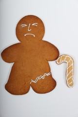 Lebkuchenmann mit gebrochenm Bein