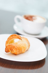 morning coffee with croissant
