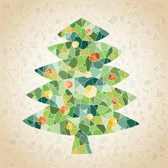 Christmas Tree Greeting Card ... mosaic in green