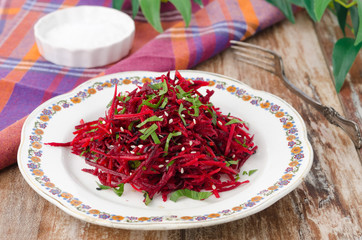salad of fresh beets and carrots with parsley