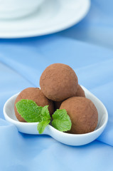 chocolate truffle with fresh mint