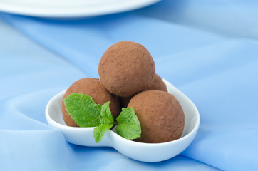 chocolate truffle with fresh mint