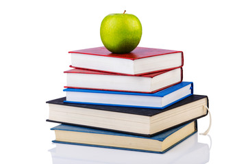 Back to school concept with books and apple