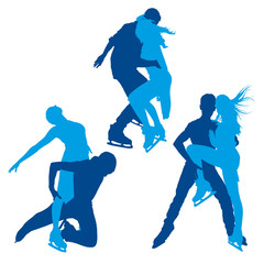 Silhouettes of figure skaters