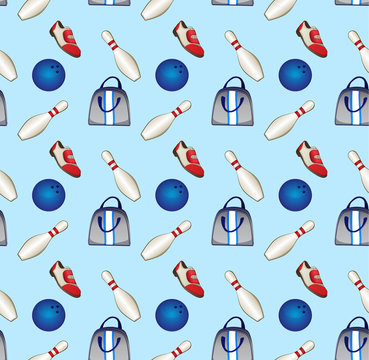 Bowling Equipment Icons Pattern