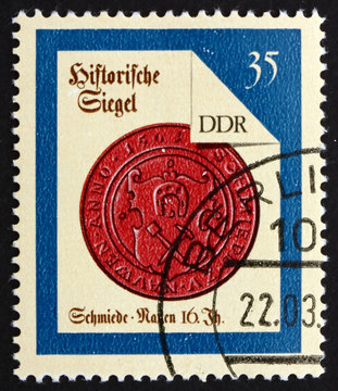 Postage stamp GDR 1988 Nauen Smith, Seal from 16th Century