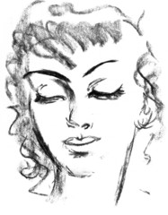 Portrait of beautiful girl. Female silhouette. Sketch