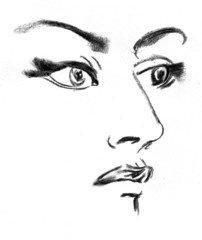 Portrait of beautiful woman, sketch