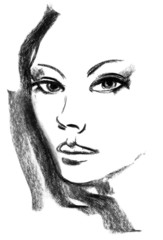 Portrait of beautiful woman, sketch