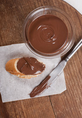 chocolate spread on baguette