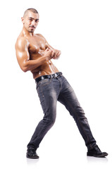 Fototapeta premium Nude man isolated on the white background