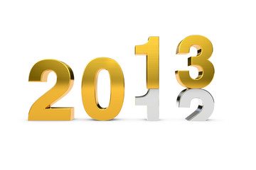 3D Text 2012 2013 Silber Gold Jehreswechsel - von vorne