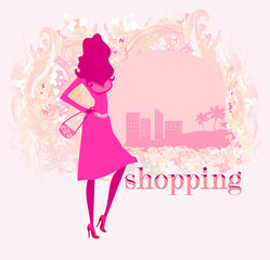 abstract fashion girl Shopping - illustration