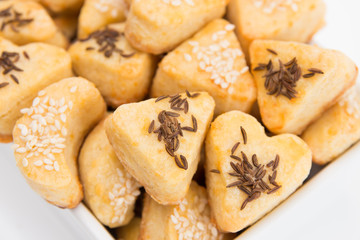 Cheese cookies with cumin and sesame