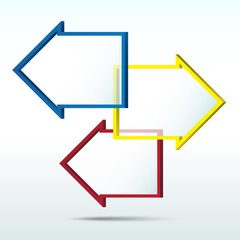 Abstract 3D arrow speech bubble background.