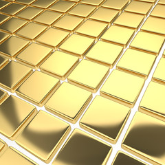 Abstract background with reflecting gold squares