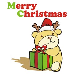 Merry Christmas Bear with gift