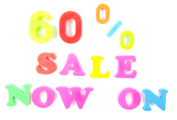60% sale now on written in fridge magnets