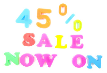 45% sale now on written in fridge magnets