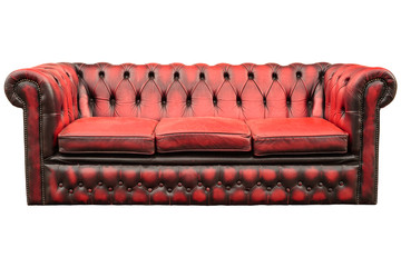 Vintage red sofa isolated on white