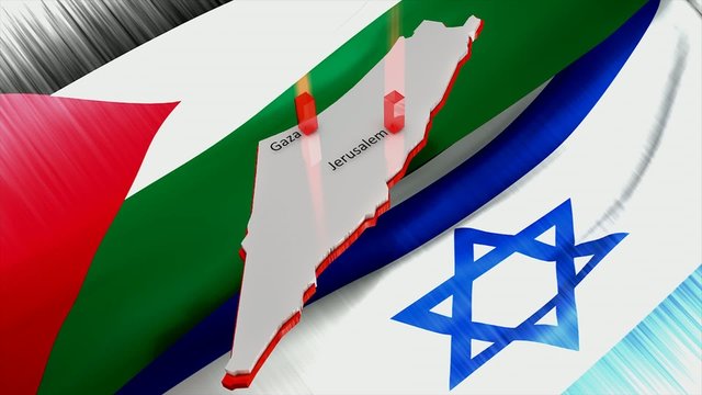 Palestine Israel conflict concept animation.