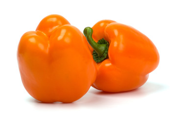 Two sweet peppers isolated on white