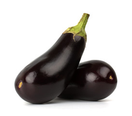 Two black eggplants isolated on white