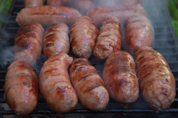 sausages on the grill