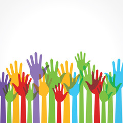 colorful hands show the unity stock vector